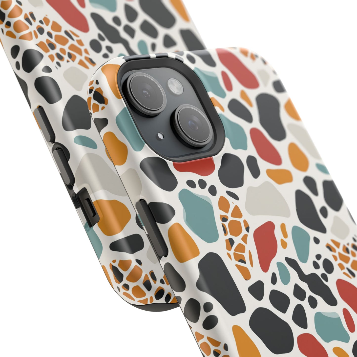 Terrazzo Pattern Magnetic Impact Phone Case — Colorful Retro Pebble Design