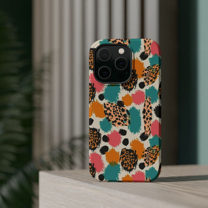 Leopard Splash Magnetic Impact Phone Case — Colorful Abstract Animal Print