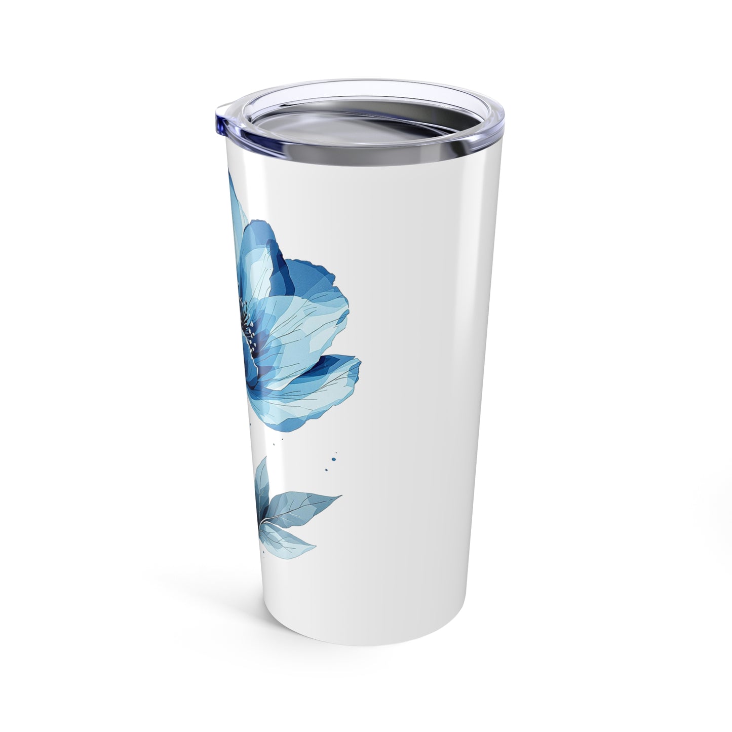 20oz Blue Watercolor Flower Tumbler,White Tumbler,Perfect Gift For Her .