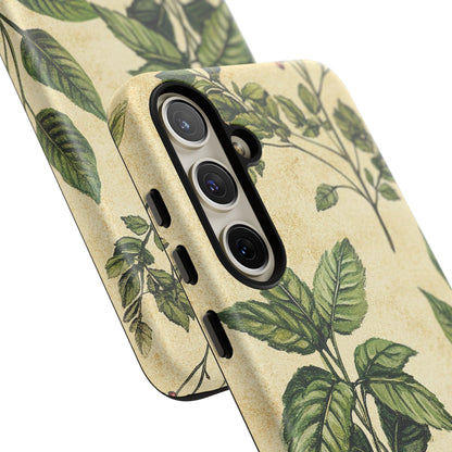 Botanical Leaves Tough Phone Case — Vintage Green Plant Print