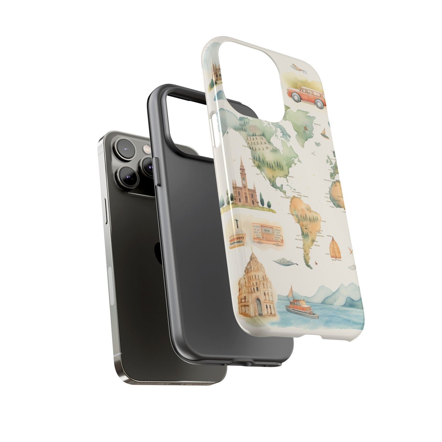 Hard Phone Case — Watercolor Fantasy Map Castle Design
