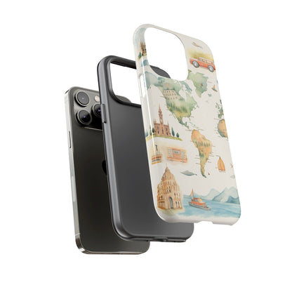 Hard Phone Case — Watercolor Fantasy Map Castle Design