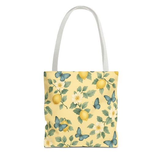 Sunny Lemon Blossom Tote Bag, Summer Vibes, Eco-Friendly Shopping Bag, Floral Market Tote, Perfect Gift for her/him