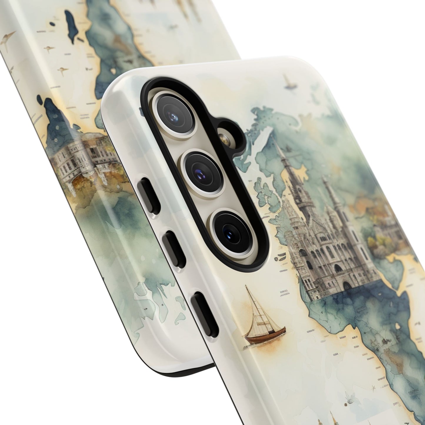 Hard Phone Case — Watercolor Fantasy Map Castle Design