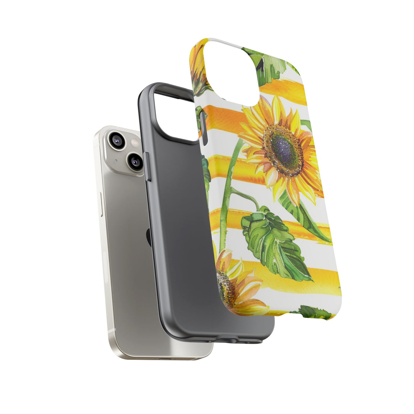 Sunflower Stripes Phone Case - Bright Floral Tough Case