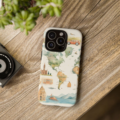 Hard Phone Case — Watercolor Fantasy Map Castle Design