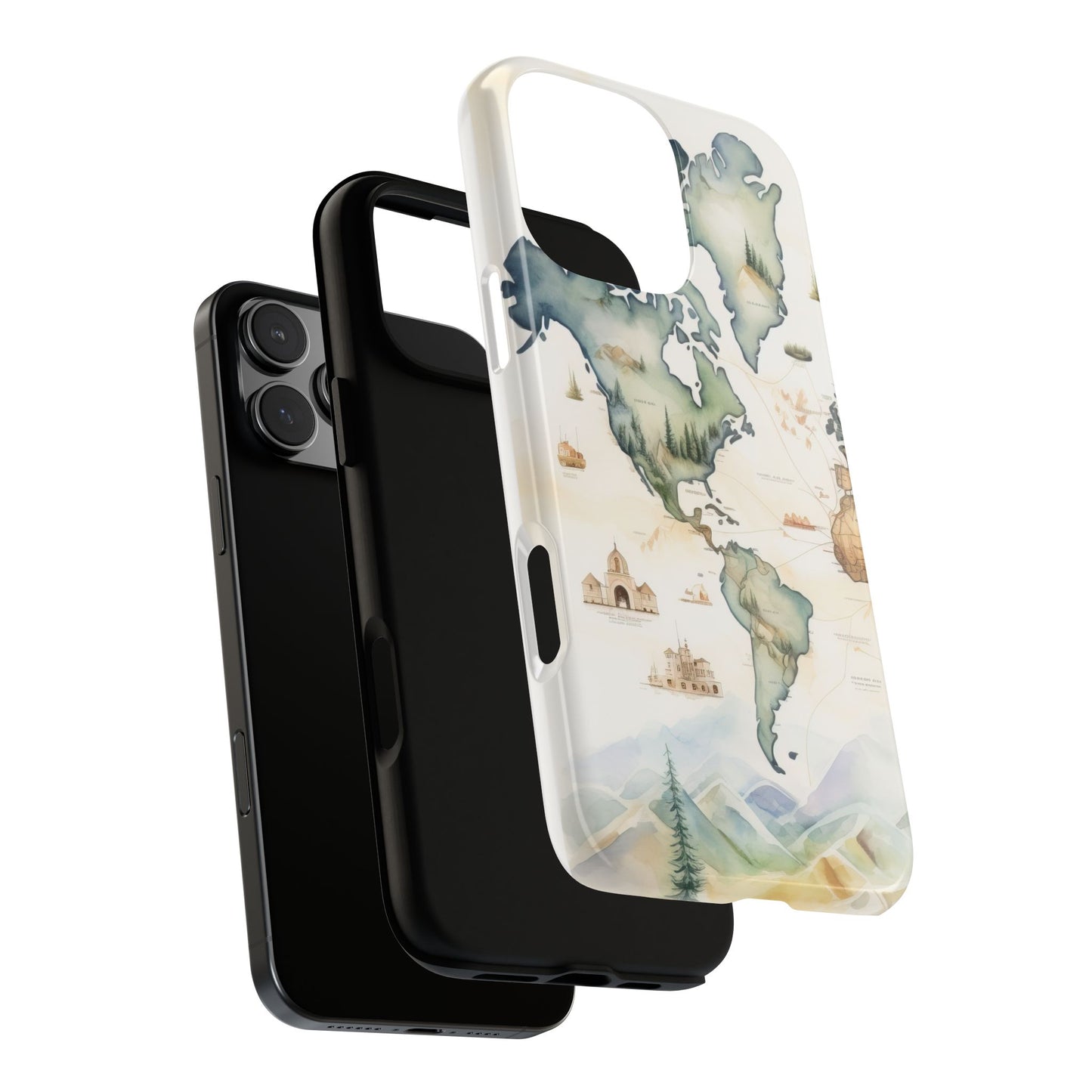 Hard Phone Case — Watercolor Fantasy Map Castle Design