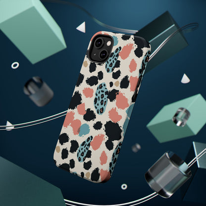 Leopard Splash Magnetic Impact Phone Case — Teal & Coral Animal Print