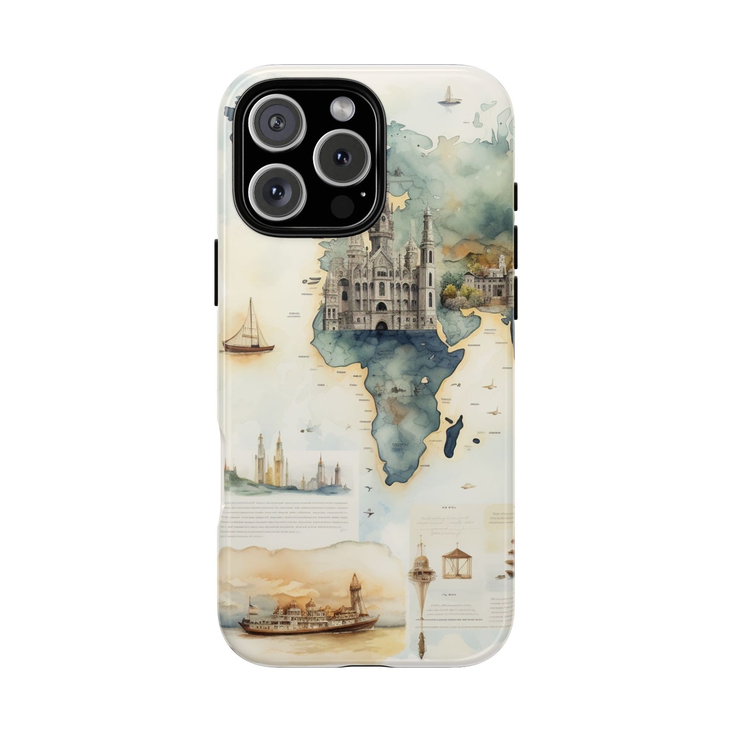 Hard Phone Case — Watercolor Fantasy Map Castle Design