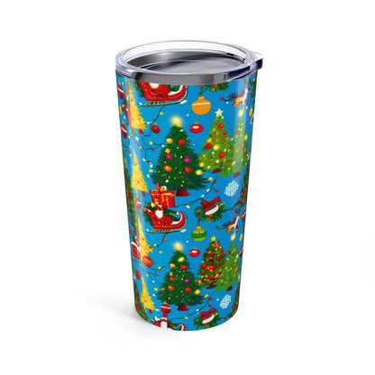 Festive Holiday Tumbler | Christmas Drinkware, Gift for Her,Gif for Himn, Winter Wonderland Mug, Santa, Bells and Bows Design