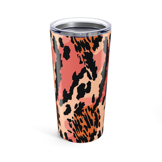 20oz Leopard Print Tumbler – Pink Orange Animal Print Travel Cup