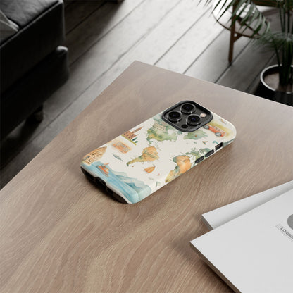 Hard Phone Case — Watercolor Fantasy Map Castle Design