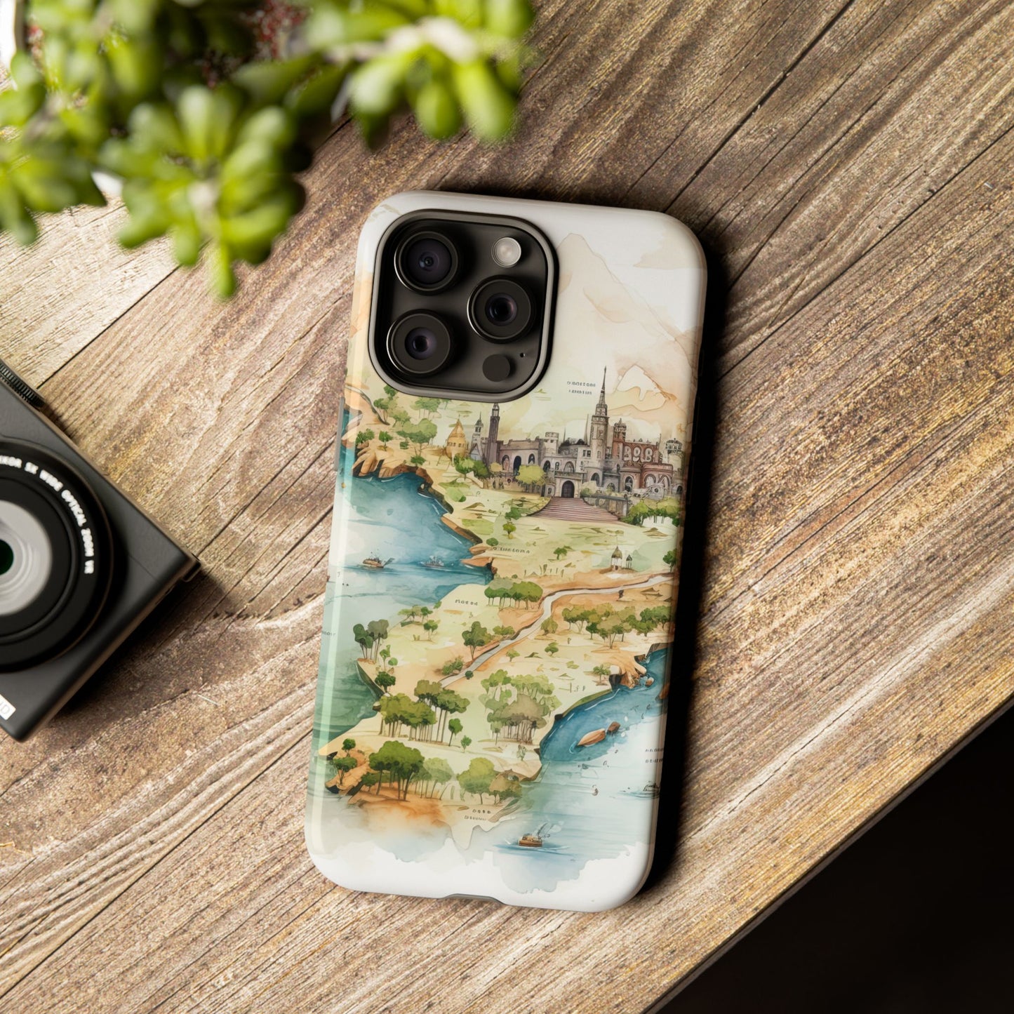Hard Phone Case — Watercolor Fantasy Map Castle Design