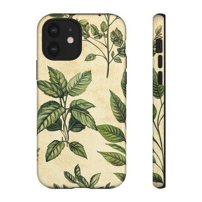 Botanical Leaves Tough Phone Case — Vintage Green Plant Print