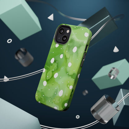 Green Watercolor Polka Dot Magnetic Impact Phone Case