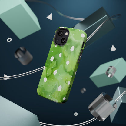 Green Watercolor Polka Dot Magnetic Impact Phone Case