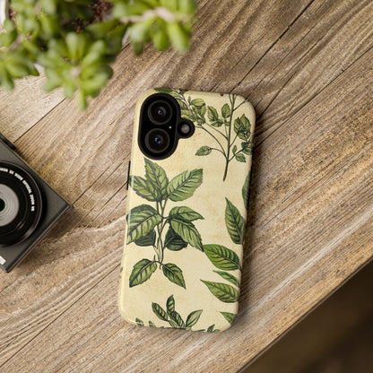 Botanical Leaves Tough Phone Case — Vintage Green Plant Print