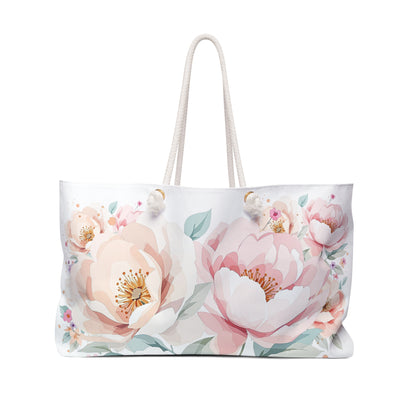 Floral Peony Weekender Bag — Large Pastel Travel Tote