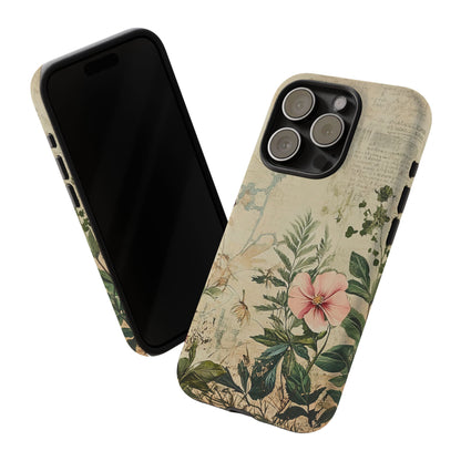 Floral Vintage Tough Case – Botanical Protective Phone Cover,Plants Lovers