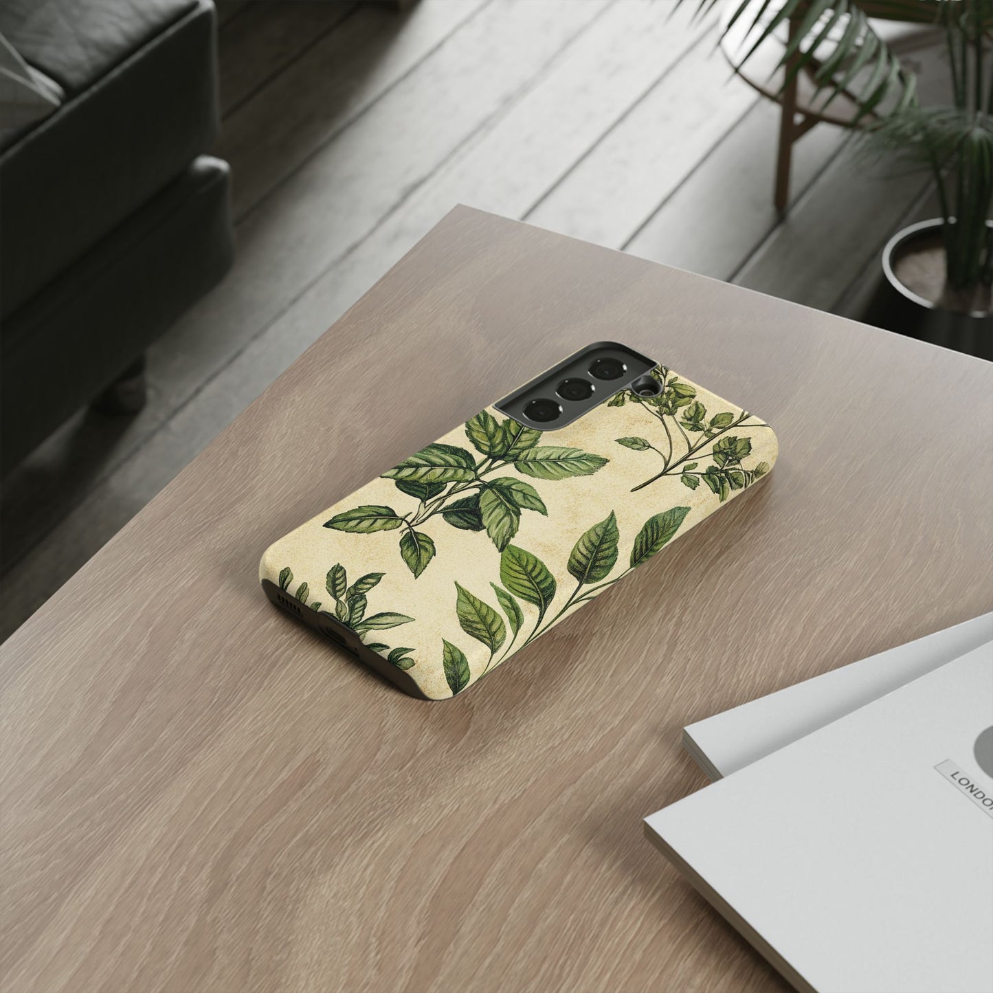 Botanical Leaves Tough Phone Case — Vintage Green Plant Print