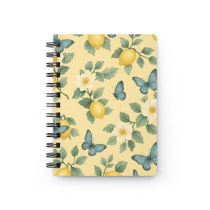 Charming Spiral Bound Journal with Butterflies and Lemons, Aesthetic Note Book, Gift for Writers, Floral Journal, Nature-Inspired Stationery