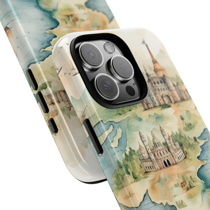 Hard Phone Case — Watercolor Fantasy Map Castle Design