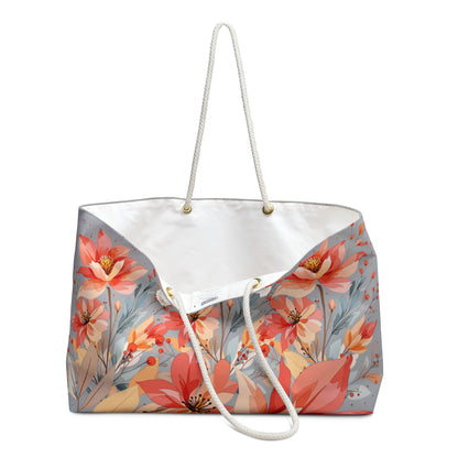 Floral Weekender Bag — Coral Blooms Travel Tote