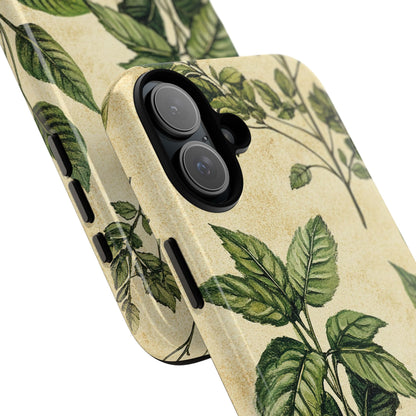 Botanical Leaves Tough Phone Case — Vintage Green Plant Print