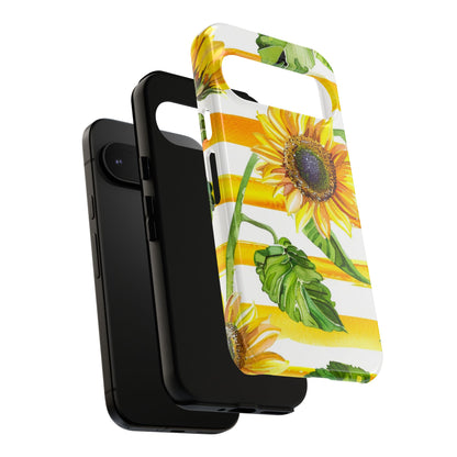 Sunflower Stripes Phone Case - Bright Floral Tough Case
