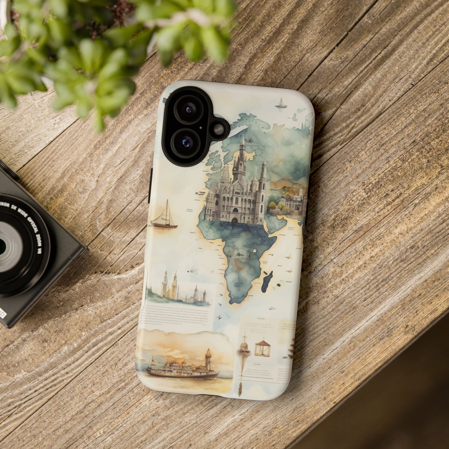 Hard Phone Case — Watercolor Fantasy Map Castle Design