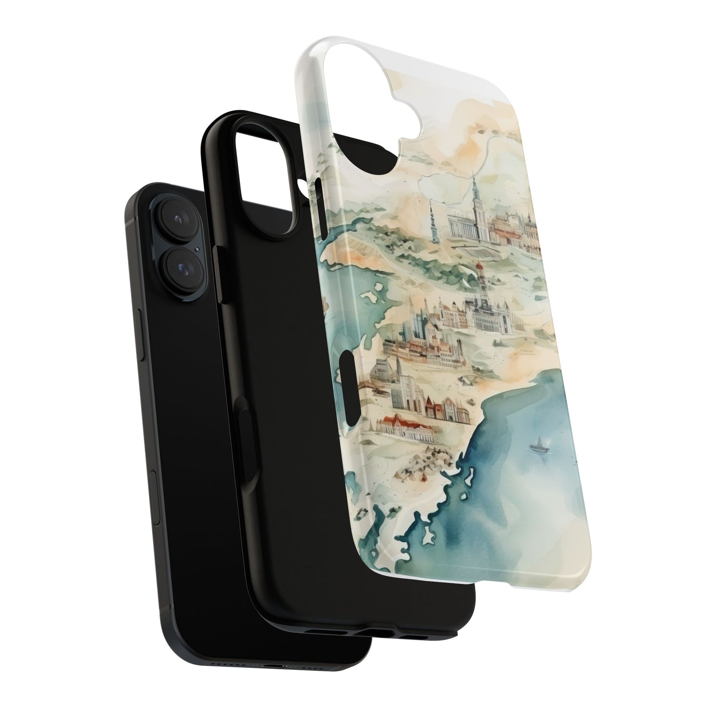 Hard Phone Case — Watercolor Fantasy Map Castle Design