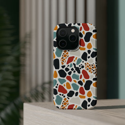 Terrazzo Pattern Magnetic Impact Phone Case — Colorful Retro Pebble Design