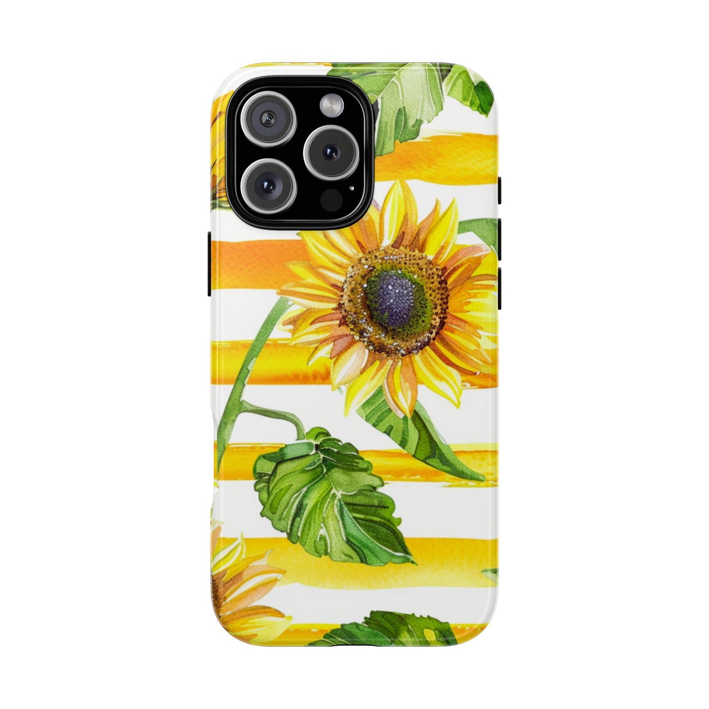 Sunflower Stripes Phone Case - Bright Floral Tough Case
