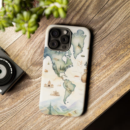 Hard Phone Case — Watercolor Fantasy Map Castle Design