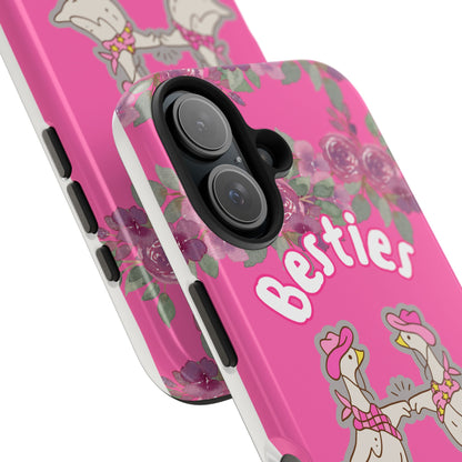 Colorful Floral Besties Phone Case, Tough Mobile Cover for Best Friends, Cute Gift for Friendship Day, Unique Cell Phone Protection