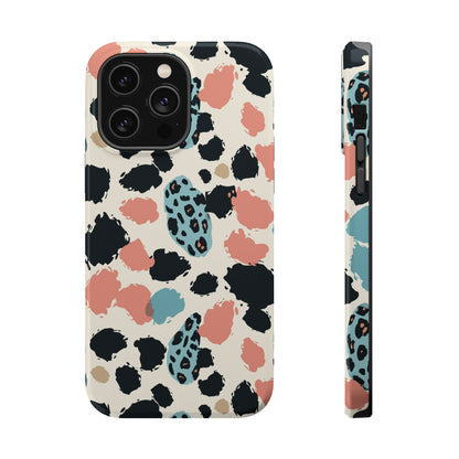 Leopard Splash Magnetic Impact Phone Case — Teal & Coral Animal Print