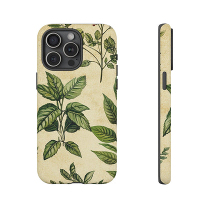 Botanical Leaves Tough Phone Case — Vintage Green Plant Print