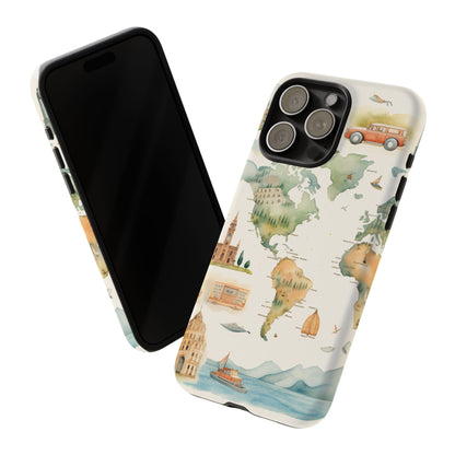 Hard Phone Case — Watercolor Fantasy Map Castle Design