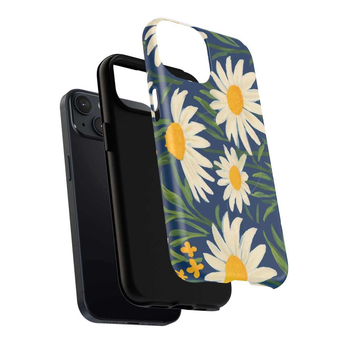 Daisy Floral IPhone Case-Tough Magnetic Cover ,Glossy Finish ,Retro Botanical Flower  Design.