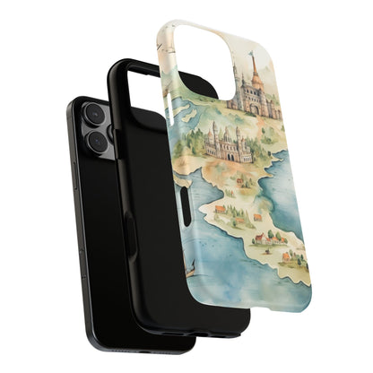 Hard Phone Case — Watercolor Fantasy Map Castle Design