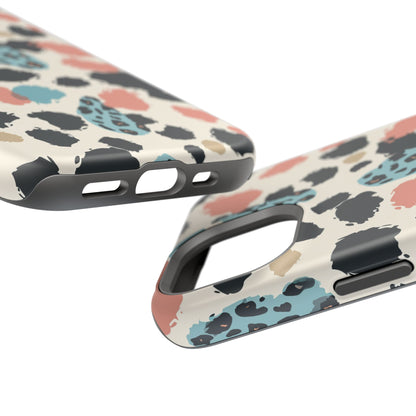 Leopard Splash Magnetic Impact Phone Case — Teal & Coral Animal Print