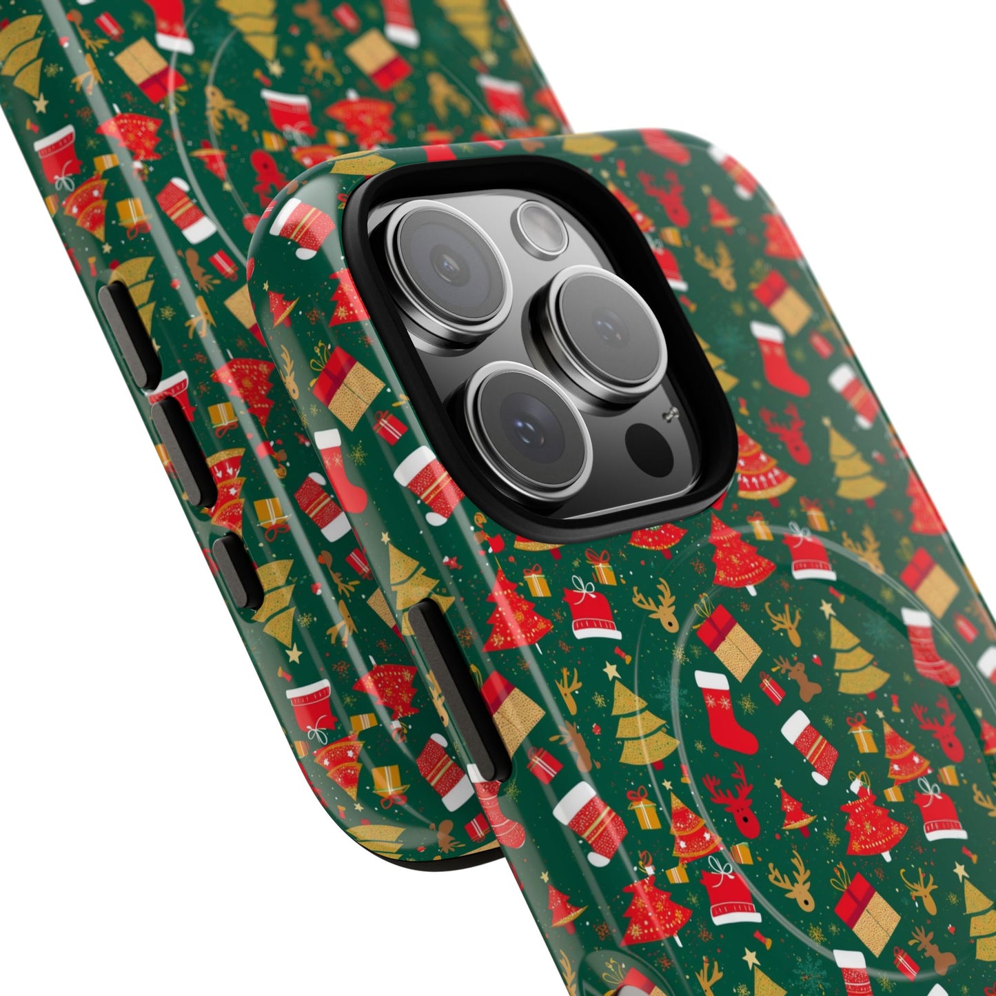 Christmas Tough Magnetic Phone Case | Festive Holiday Accessory | Cute Santa & Tree Design, Gift for Him/Her, Seasonal Tech