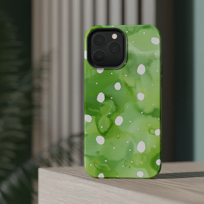 Green Watercolor Polka Dot Magnetic Impact Phone Case