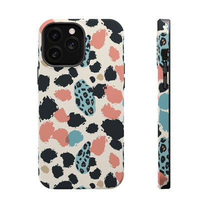 Leopard Splash Magnetic Impact Phone Case — Teal & Coral Animal Print
