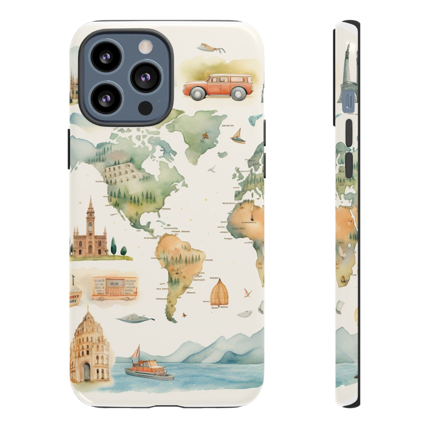 Hard Phone Case — Watercolor Fantasy Map Castle Design