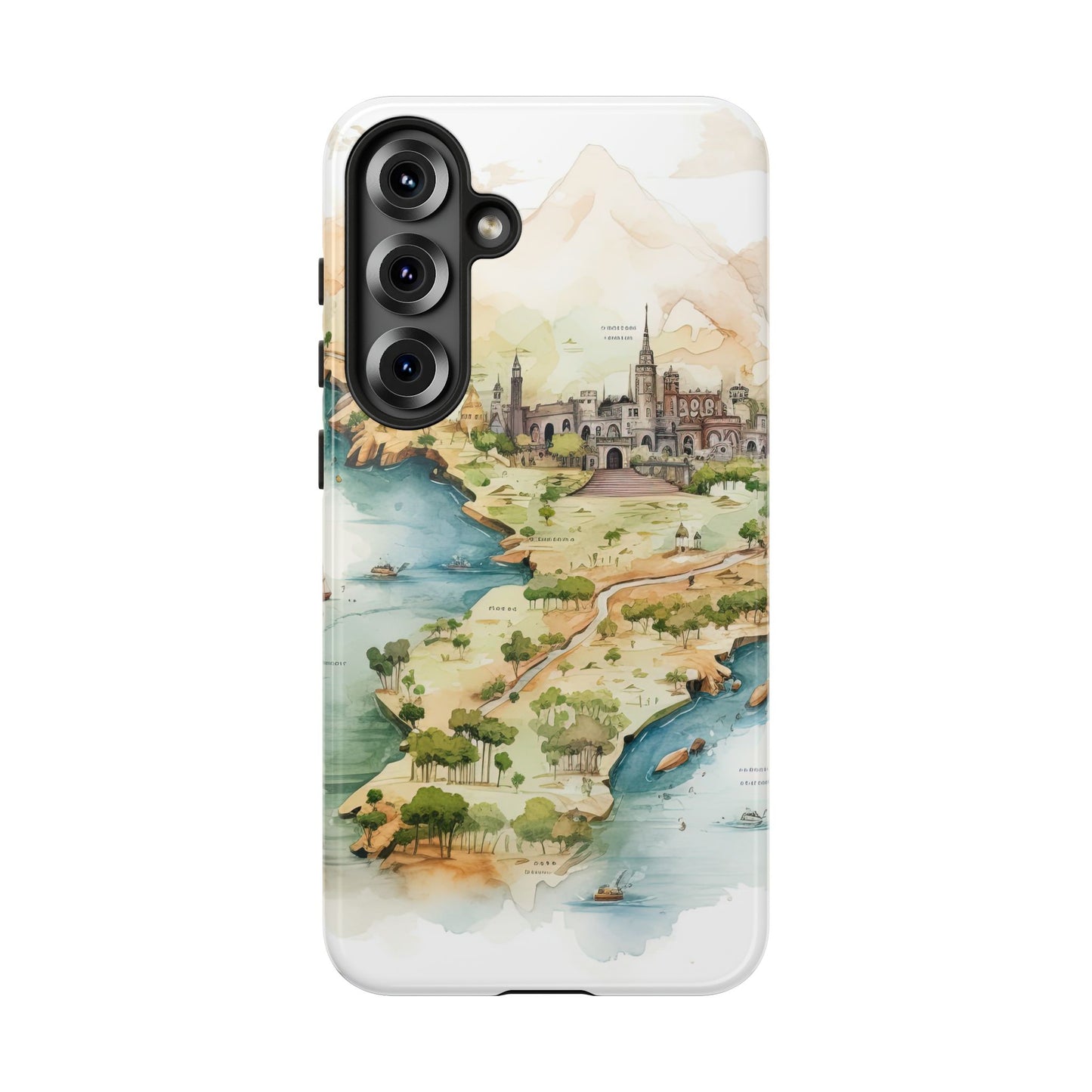 Hard Phone Case — Watercolor Fantasy Map Castle Design