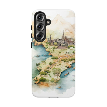 Hard Phone Case — Watercolor Fantasy Map Castle Design