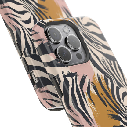 Zebra Brushstroke Magnetic Impact Phone Case,Africa Pattern