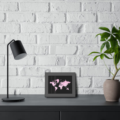 Pink Watercolor World Map Framed Poster,Coquette Poster