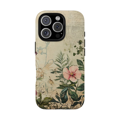 Floral Vintage Tough Case – Botanical Protective Phone Cover,Plants Lovers